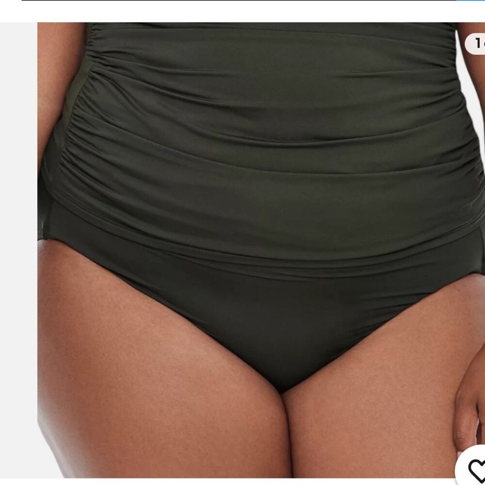 Ralph Lauren Women’s Shirred High Waist Swimsuit Bottom Olive Size 18W